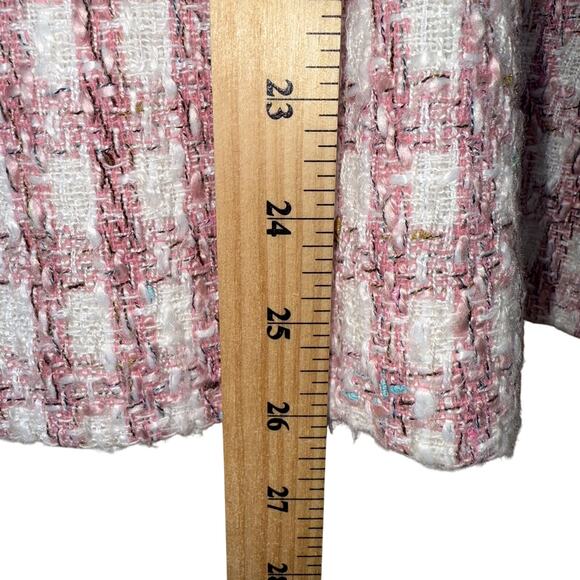 L’Agence Kenzie Blazer Jacket Womens 0 XS Pink Ivory Tweed Houndstooth Preppy - Picture 8 of 11